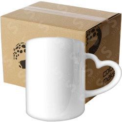 Taza de cerámica 11oz Blanca Con asa de corazón (Caja de 36) Color Make