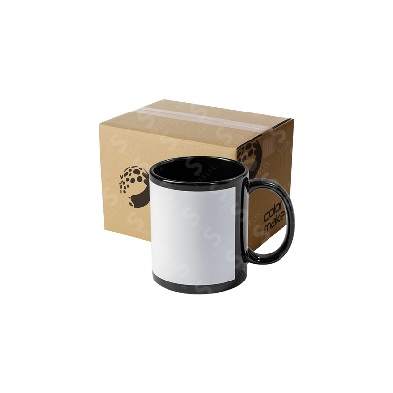 Taza de cerámica 11oz Negra  Ventana blanca (Caja de 36) Color Make