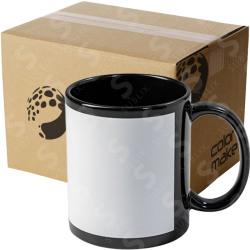 Taza de cerámica 11oz Negra  Ventana blanca (Caja de 36) Color Make