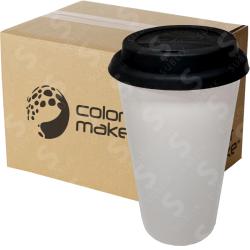 Vaso Tumbler de cerámica 15oz Cónico tapa de silicón  negro (Caja de 36) Color Make