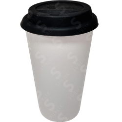Vaso Tumbler de cerámica 15oz Cónico tapa de silicón  negro (Caja de 36) Color Make