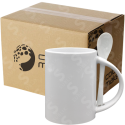 Taza de cerámica 11oz Con cuchara Interior blanco (Caja de 36) Color Make