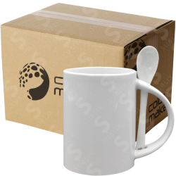 Taza de cerámica 11oz Con cuchara Interior blanco (Caja de 36) Color Make