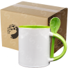 Taza de cerámica 11oz Con cuchara Interior verde (Caja de 36) Color Make