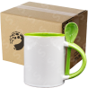 Taza de cerámica 11oz Con cuchara Interior verde (Caja de 36) Color Make