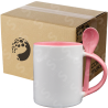 Taza de cerámica 11oz Con cuchara Interior rosa (Caja de 36) Color Make