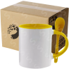 Taza de cerámica 11oz Con cuchara Interior amarillo (Caja de 36) Color Make