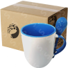 Taza de cerámica 11oz Con cuchara Interior azul (Caja de 36) Color Make