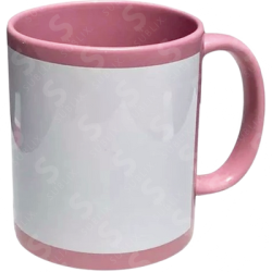 Taza De 11 Oz Rosa Con Recuadro Blanco