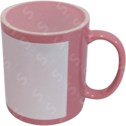 Taza De 11 Oz Rosa Con Recuadro Blanco