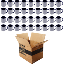 Taza de cerámica 11oz Blanca Reforzada  Interior y asa color cobalto (Caja de 36) Blue Heat
