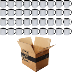 Taza de cerámica 11oz Blanca Reforzada  Interior y asa color negro (Caja de 36) Blue Heat